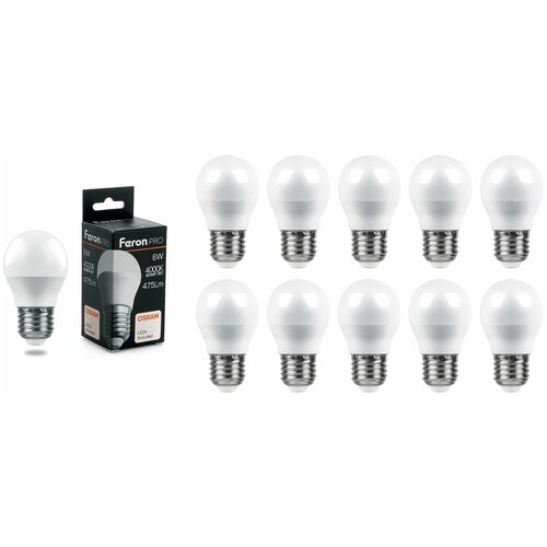������ 1206� �������� ������������ Feron PRO 6W=40W 230V E27 ����� G45 475�� Ra> 80 4000�, �������� 10��.
