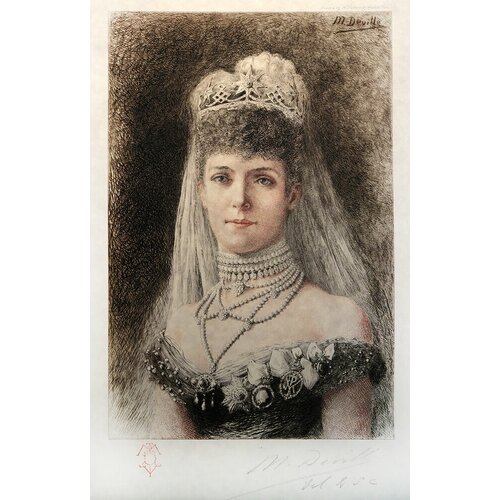 купить 99000р Мария Федоровна, жена Александра III. Гравюра (конец XIX века), Франция