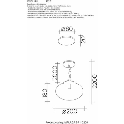  4400   Crystal Lux MALAGA SP1 D200 COOPER