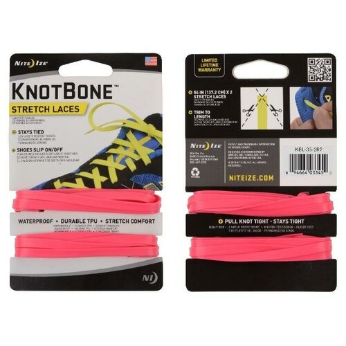  377  Nite Ize KnotBone Stretch Laces Neon Pink