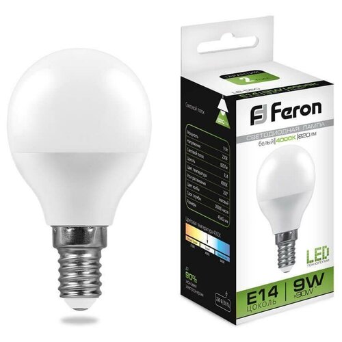 ������ 166� Feron ��� G45 E14 9W(820lm) 4000K 4K ������� 82x45, LB-550 25802 (���. 619947)