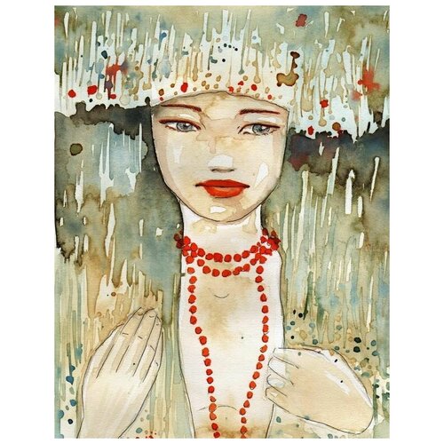  2410        (Girl with red beads) 50. x 65.