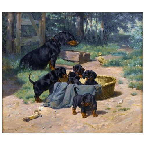  1120        (Witte and her puppies)   35. x 30.