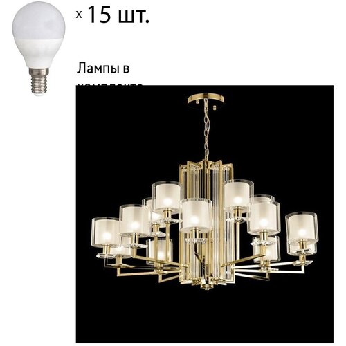  91597 CRYSTAL LUX NICOLAS SP-PL10+5 GOLD/WHITE+Lamps E14 P45  