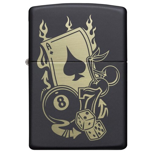  4760    ZIPPO 49257 Gambling Design   Black Matte -  