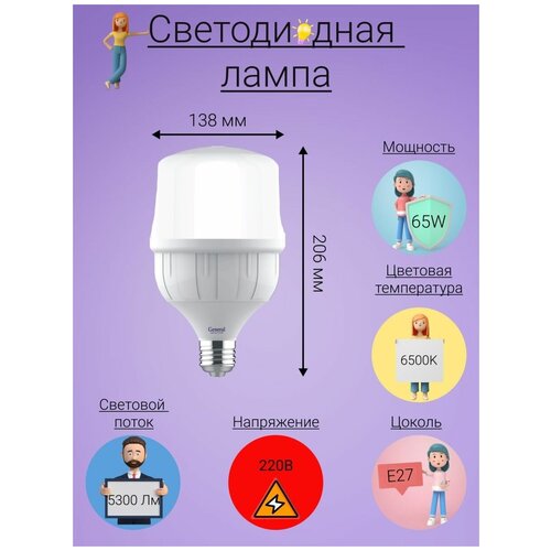 ������ 966� General, ����� ������������, 1 ��., 65 ��, ������ E27, 6500�, ����� ����� �������