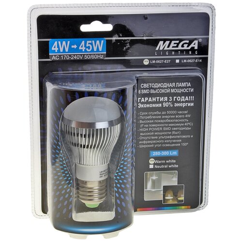 ������ 215� ����� ������������ E27 G45 4W(45W) 220V ������ MEGA LIGHTING LM-0627WW-E27
