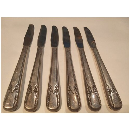 купить 4686р Лот из шести антикварных десертных посеребренных ножей с гравировкой, Wm Rogers&Son. США, 19 век.