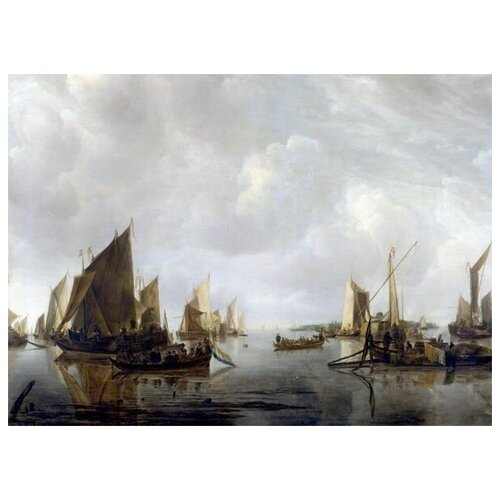  2530        (A River Scene with Dutch Vessels Becalmed)   69. x 50.