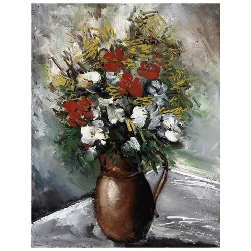 ������ 1210� ����������� �� ������ ����� � ���������� ���� (Bouquet in a brown vase) ������� ����� 30��. x 39��.