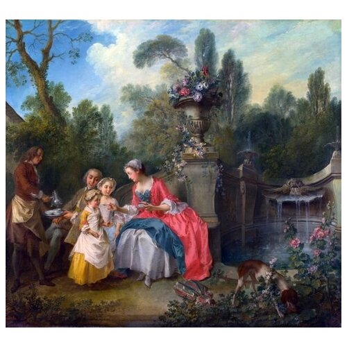          (A Lady in a Garden taking Coffee with some Children)   33. x 30.,  1070 