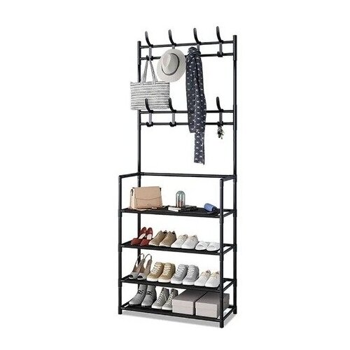  1417   New Simple Floor Clothes Rack With Shelves for Shoes XMJ60 4 Layer Black