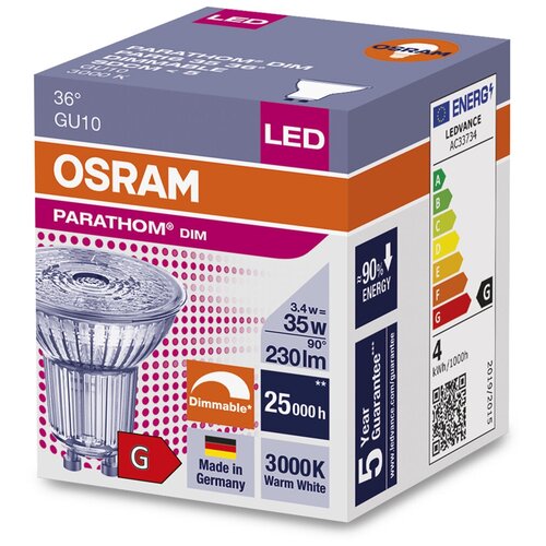 ������ 615� Osram / Ledvance PARATHOM DIM PAR16 35 36� 3.4 W/930 GU10