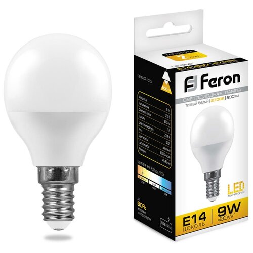 ������ 166� Feron ��� G45 E14 9W(800lm) 2700K 2K ������� 82x45, LB-550 25801 (���. 619946)