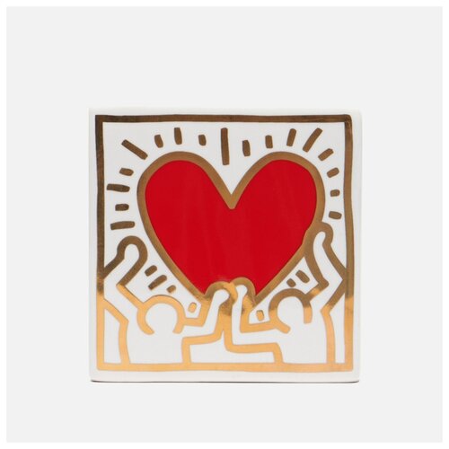  7890   Ligne Blanche Keith Haring Red Heart With Gold ,  ONE SIZE