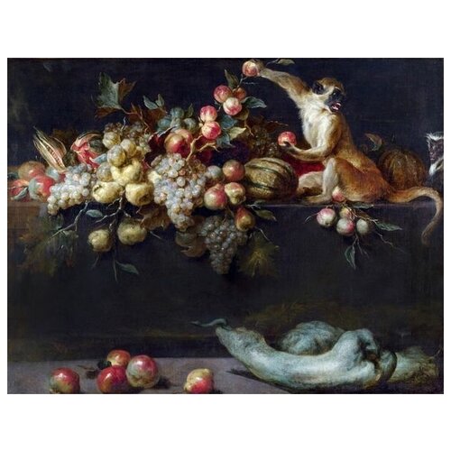  1760          (Still Life of Fruit and Vegetables with Two Monkeys)   52. x 40.