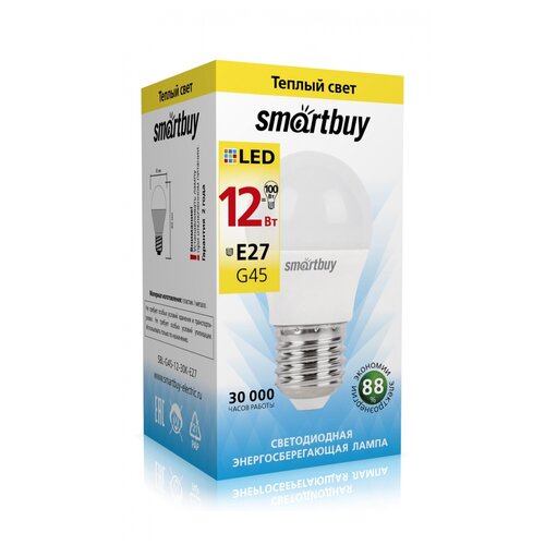 ������ 121� Smartbuy ��� G45 E27 12W (960 lm) 3000� 3� 46�86 ������� ������� SBL-G45-12-30K-E27