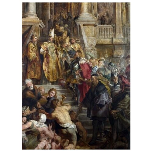  2480           (Saint Bavo is received by Saints Amand and Floribert)    50. x 68.