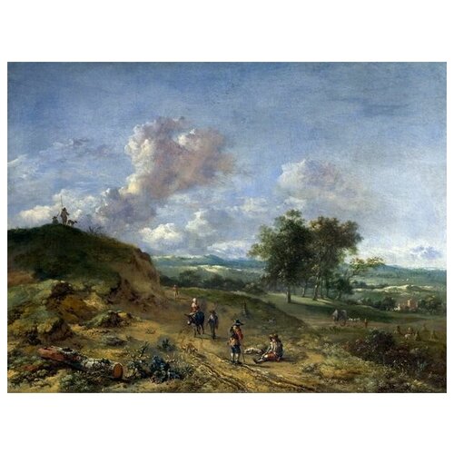  2420           (A Landscape with a High Dune and Peasants on a Road)   66. x 50.