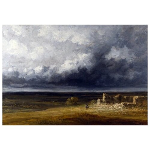           (Stormy Landscape with Ruins on a Plain)   43. x 30.,  1290 