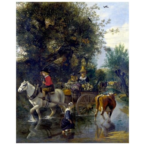  1200         (A Cowherd passing a Horse and Cart in a Stream)   30. x 38.