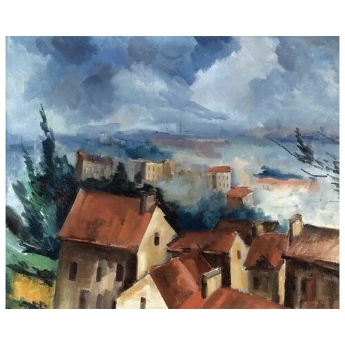         (Evening landscape with houses)   61. x 50.,  2300 