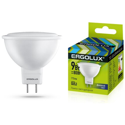  145 Ergolux MR16 GU5.3 220V 9W(770lm 100) 6500K 6K  50x52 /. LED-JCDR-9W-GU5.3-6K