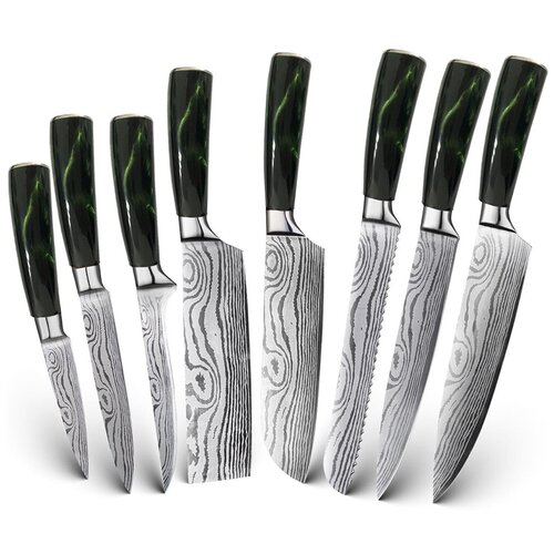  6490    Spetime 8-Pieces Kitchen Knife Set Green (GE03KN8)