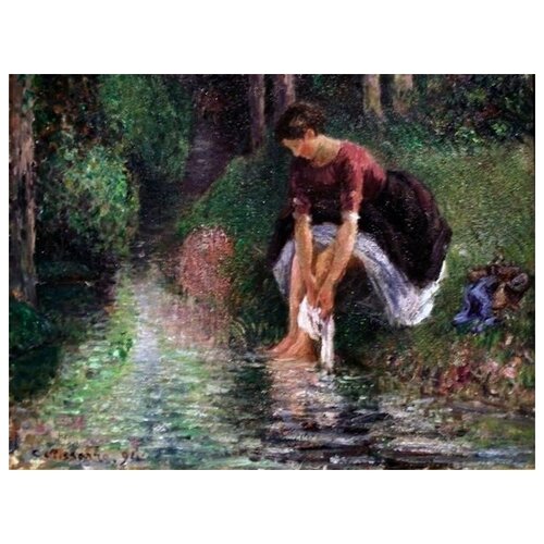  1800         (Woman Washing Her Feet in a Brook)   53. x 40.