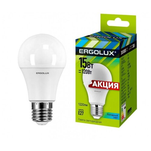 ������ 118� ����� ������������ Ergolux LED-A60P-15W-E27-4K,1