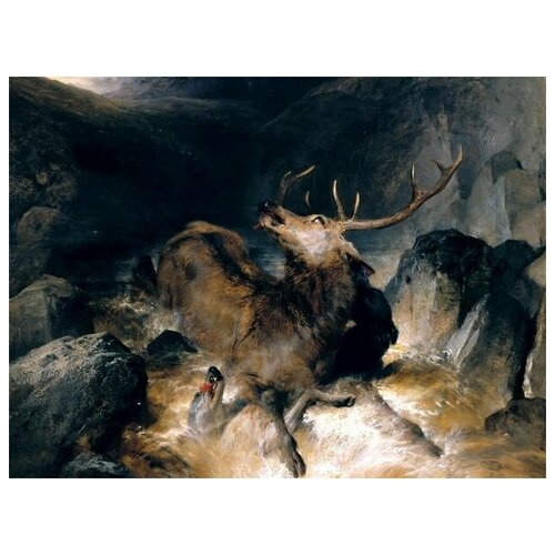  2470       (Deer and Deer Hounds in a Mountain Torrent,)    67. x 50.
