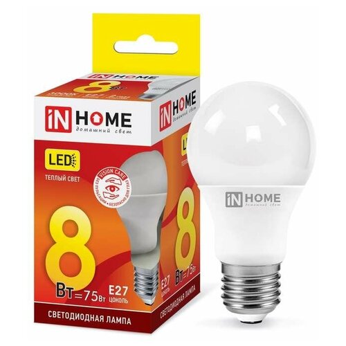 ������ 972� ����� ������������ LED-A60-VC 8�� 230� E27 3000� 720�� IN HOME 4690612024004 (8��.� ����.)