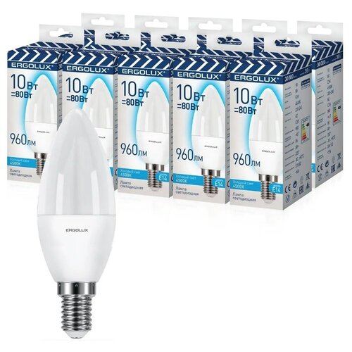 ������ 890� ����� ������������ ������ 10�� � ��������� ������� E14, ERGOLUX LED 10-C35-845-E14 - 10 ����!