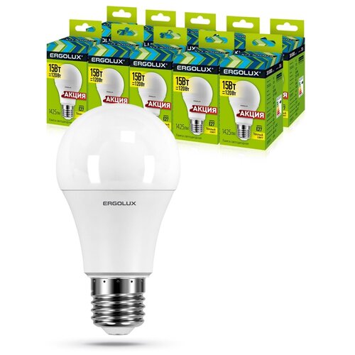 ������ 830� �������� ������������ �������� ��� Ergolux LED-A60-15W-E27-3K