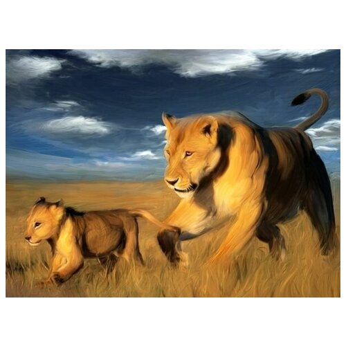  1810       (Lioness with lion cub) 54. x 40.