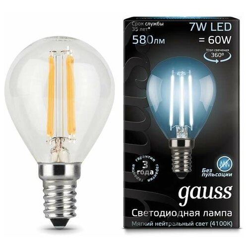 ������ 2300� ����� ������������ ����������� Gauss E14 7W 4100� ���������� 105801207 10��.