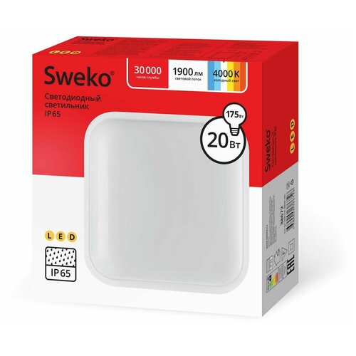  782   SWEKO IP65   SUL-Q1-20W-230-4000K-WH