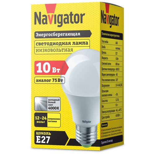 ������ 371� ����� ������������ ������ Navigator �������� ����� ���� 10�� 61475 NLL-A60-10-12/24-4K-E27 4000� 12-24� AC/DC