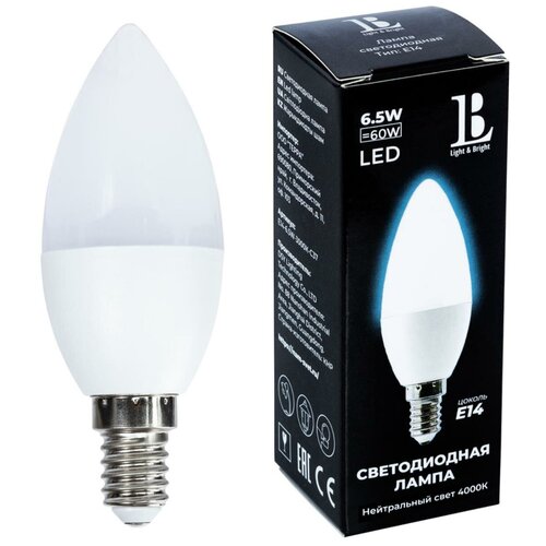 ������ 126� E14-6,5W-4000K-C37 ����� LED (����� ������� OPAL) L&B