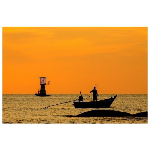        (Fisherman in boat) 45. x 30.,  1340 