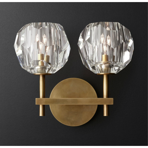  8820   RH Boule de Cristal Double Sconce Brass