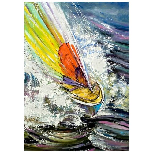  2590       (Sailboat in the sea) 50. x 72.