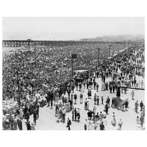  1710         - (Thousands of people at the beach of Coney Island) 50. x 40.