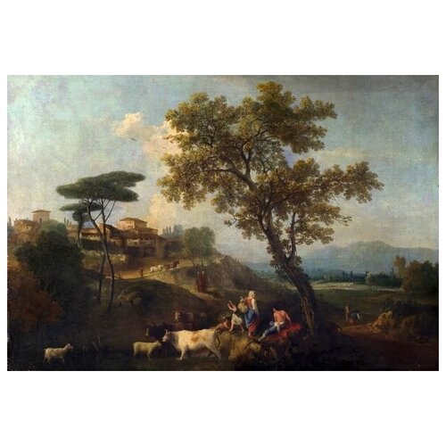  1330           (Landscape with Cattle and Figures)   44. x 30.