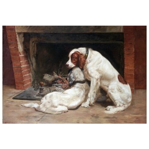 1940        (Two dogs by the fire)   59. x 40.