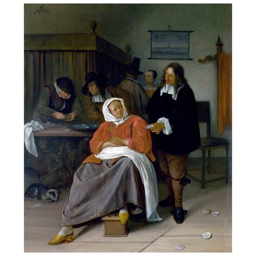  1130       (An Interior with a Man offering an Oyster to a Woman)   30. x 36.