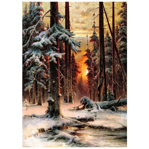  2540         (Winter sunset in a spruce forest)   50. x 70.