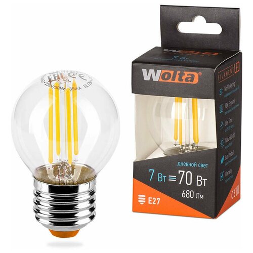 ������ 282� Wolta ����� ��/� FILAMENT ��� G45 E27 7W(730Lm) 4000K 4K 4K 74X45 �����. 25S45GLFT7E27