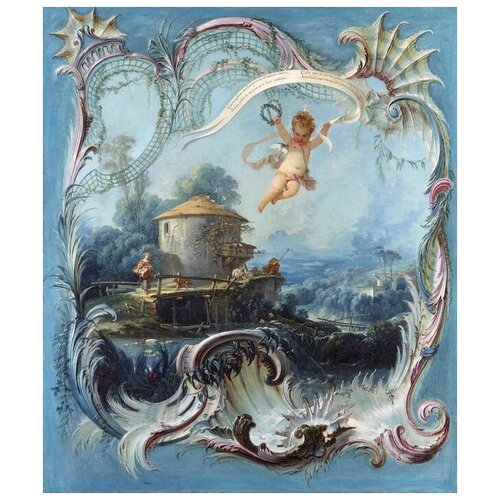         (The Enchanted Home - A Pastoral Landscape Surmounted by Cupid)   40. x 47.,  1640 