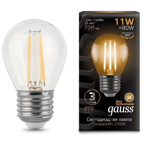 ������ 205� ������������ ����� GAUSS LED Filament ��� E27 11W 720lm 2700K